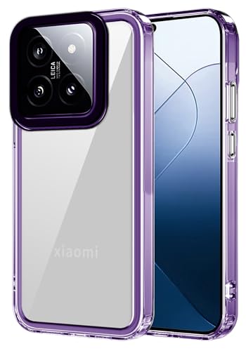 Image of Kapa Warrior Acrylic Clear Back Cover for Xiaomi 14 (5G) | Slim Shockproof [Military Grade Protection] Hybrid Bumper Case (Purple Sides)