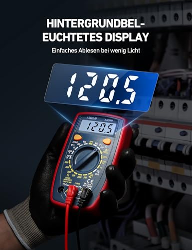AstroAI Digital Multimeter voltmeter strommessgerät Tester Messung von AC/DC Spannung, DC Strom,...