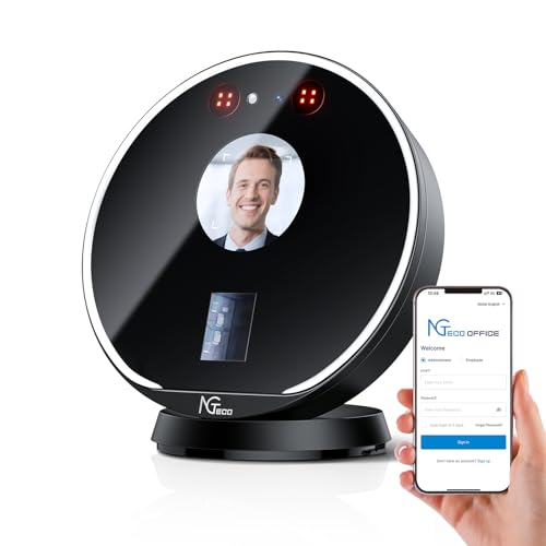 NGTeco TC7 Stechuhr Cloud-Zeiterfassungsgerät mit Gesichtserkennung, Fingerabdruck & Karte für Mitarbeiter Kleinunternehmen, 2,4 GHz WLAN Zeiterfassungsterminal mit Software & App, IC Cards