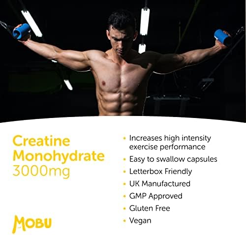 Creatine Monohydrate Capsules 750mg (3000mg Per Serving) - 120 Capsules - Boost Muscle Mass, Bulk & Strength - Supports Increased Energy & Performance - Pre Workout Supplement for Men & Women | MOBU