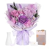 プリザーブドフラワー 紫色 花束 3本薔薇 香りあり 枯れない花 入学式 卒業式 女性 人気 ブーケ 祝い 記念日 誕生日 敬老の日 プレゼント フラワーアレンジメント ギフト