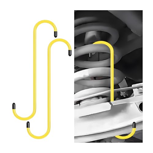 Ywdiml Car Brake Caliper Hanger Hooks, 2PCS Durable Vehicle Brake Caliper Tool with Rubber Tips, Automotive Braking Bearing Axle Suspension Work Accessories, Universal for Sedan RV Truck (Yellow)