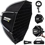 LAPGOOD FS60 Softbox 60cm Softboxes, Quick Release Foldable Softbox with Honeycomb Grid, S-Type Flash Bracket, Bowens Mount and Carrying Bag, Soft Box for Studio Photography Video Flash