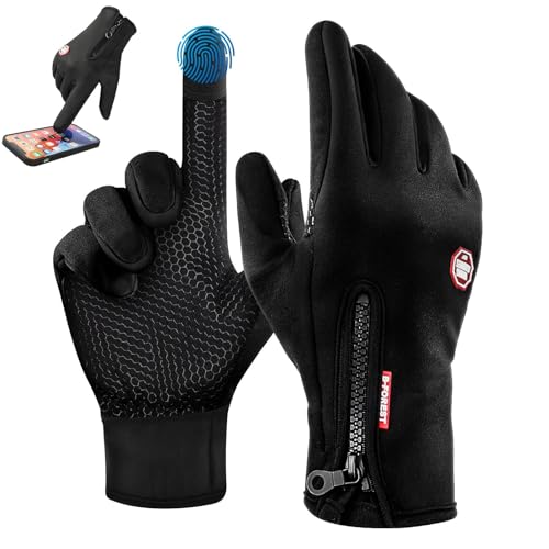 Myzopodic Winter Gloves, Thermal Touch Screen Windproof Gloves, All-Day Warmth, Windproof Waterproof for Running Cycling Driving Hiking for Men Women (L)