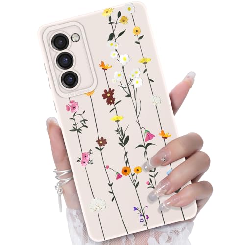 CASBST for Galaxy S20 FE 5G Phone Case, Colorful Floral Pattern, White