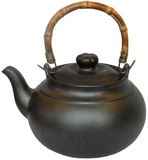 Joyce Chen 90-0010, 2 Quart Ceramic Tea Kettle with Bamboo Handle, Ebony