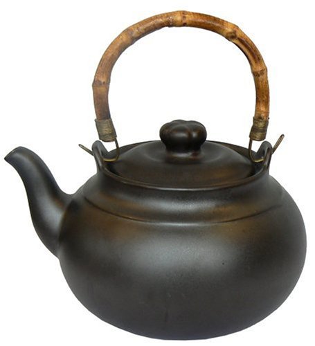 Joyce Chen 90-0010, 2 Quart Ceramic Tea Kettle with Bamboo Handle, Ebony