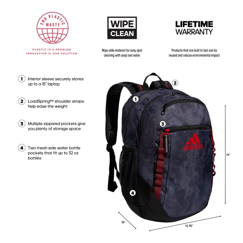 Adidas Excel 6 Backpack, Stone Wash Carbon/Vivid Red, One Size #TOP1