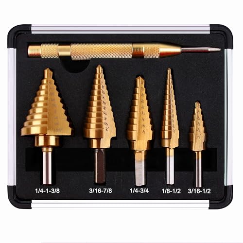 image for Yangoutool Step Drill Bit Set, 6PCS Titanium High Speed Steel Step Dri