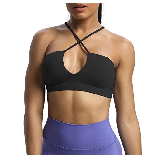 Aoxjox Women's Workout Sports Bras Jamie Deep V Fitness Backless Padded Taining Gym Bra Yoga Crop Tank Top (Black, Large)