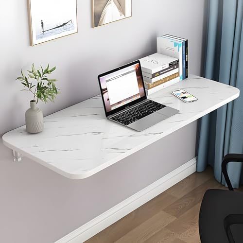 Space Saving Wall Folding Desk Versatile Foldable Study & Dining Table Compact Hanging Computer Desk for Bedroom & Study White 60x20cm Perfect for PTFCll Spaces