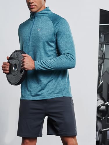 Image of NORTHYARD Men's Quarter Zip Pullover Athletic Running Shirt Long Sleeve | 1 /4 Zip Top, Quick Dry Lightweight, Moisture Wicking Breathable, Reflective Strips, Performance Workout Gym, Hiking Sports