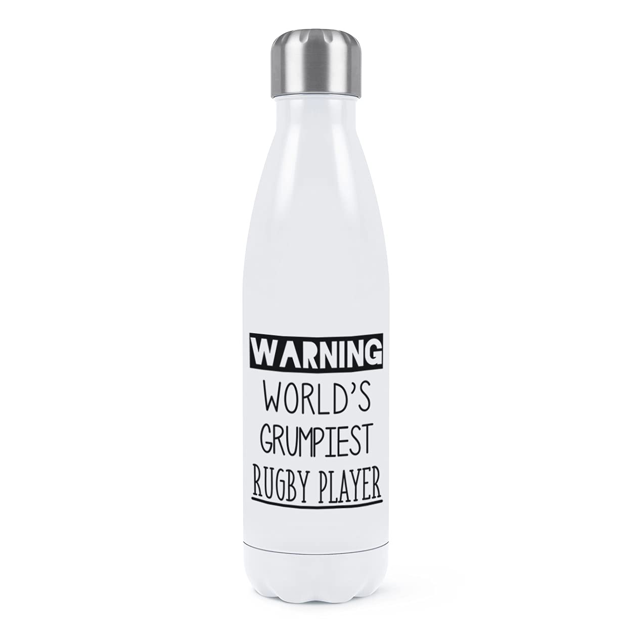 Bouteille eau rugby isotherme acier inoxydable gourde blanche robuste