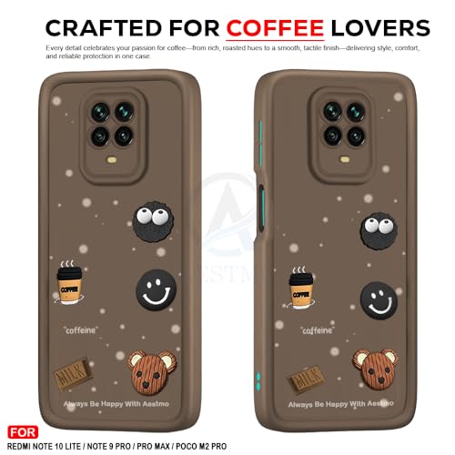 Image of AESTMO Back Case Cover for Mi Redmi Note 10 Lite /Note 9 Pro /Pro Max /Poco M2 Pro | Cute Fun Cartoon 3D Ball | Coffee Silicone Case | Full Body Protection | Camera Protection Back Cover (Brown)