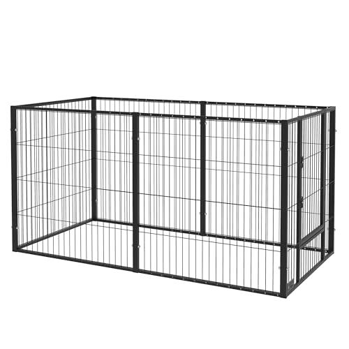 PawHut Parque para Perros de 6 Paneles Ajustable Corralito para Perros Cercado para Mascotas con Marco de Acero 82,5 150x79x81 cm Negro