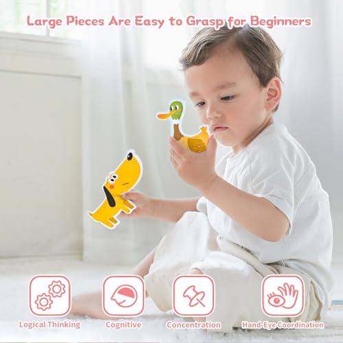 Image of TOI Large Piece Toddler Puzzles for 2-4, Beginner Puzzles - Farm Animal | 4 Packs Kid Animal Shape Preschool Learning Jigsaw Puzzle, Educational Desktop Floor Game, School Activity for Boy Girl Gift