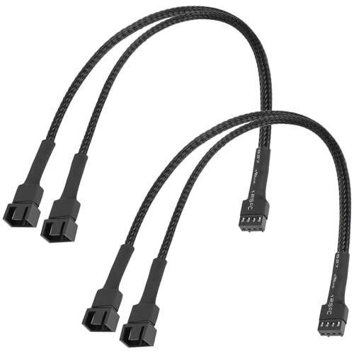 upHere Gaming Câble Répartiteur de Ventilateur PWM 2 Voies 4 Broches (Lot de 2) - Compatible 3 Broches, Hub Extension po