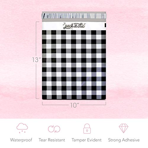 Pack-It-Chic-10X13-100-Pack-Gingham-Plaid-Poly-Mailer-Envelope-Plastic-Custom-Mailing-Shipping-Bags-Self-Seal