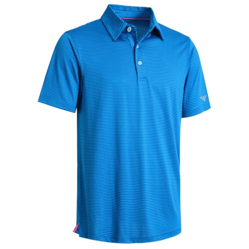 Image of Men's Golf Polo Shirts Short Sleeve Striped Performance Moisture Wicking Dry Fit Golf Shirts for Men