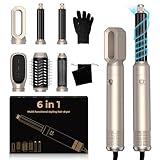 UKLISS Pro Airstyler 6 in 1 - Spazzola Asciugacapelli con 1000 W Asciugacapelli, Spazzola Soffiante, Airflow Ricci per Capelli, Spazzola ad Aria Calda, Spazzola Lisciante (Argento)