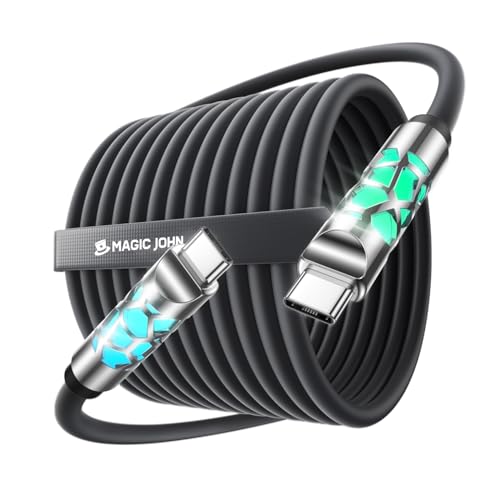 MAGIC JOHN 240W Fast Charging Cable 6.6FT Soft Silicone USB C to USB C Cable USBC for Switch 2 iPhone 16 Pro Max Charger Cord MacBook Pro/Air iPad Pro/Air Samsung S25/S24/23 Black