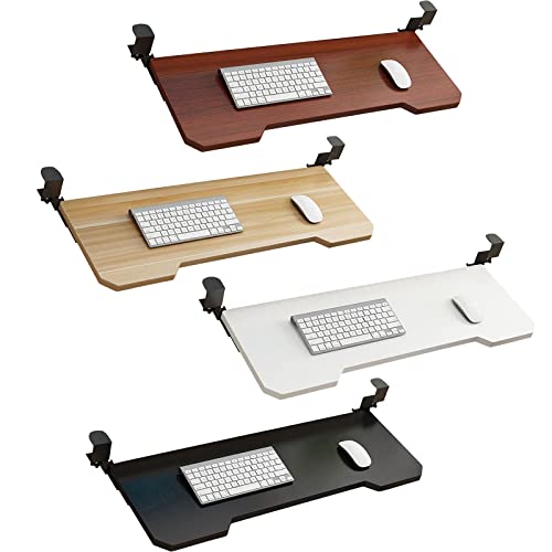 Bandeja deslizante para teclado, cajón de madera y metal resistente con soporte para mouse, mejora la organización del espacio de trabajo debajo del escritorio