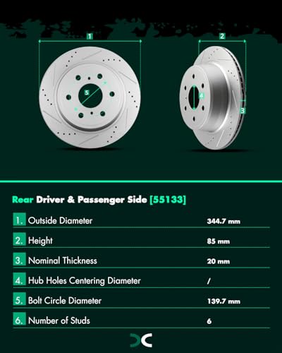 Image of SCITOO Rear Brake Kits Drill & Slotted Brakes Rotor Brakes Pads:55133;D1194