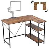 Holdm pcデスク l字デスク パソコンデスク 幅110cm 机 pcデスク 左右両替対応 コーナーデスク 棚板高さ5段可動 ワークデスク 省スペース 書斎 ゲーミング オフィスデスク シンプル L字型 作業机 勉強机 リモートワーク 