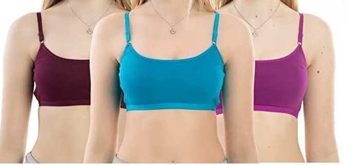 SHINOWHITE Pure Cotton Womens Non Padded Wire Free Sports Multicolor PAK 3-picture-28