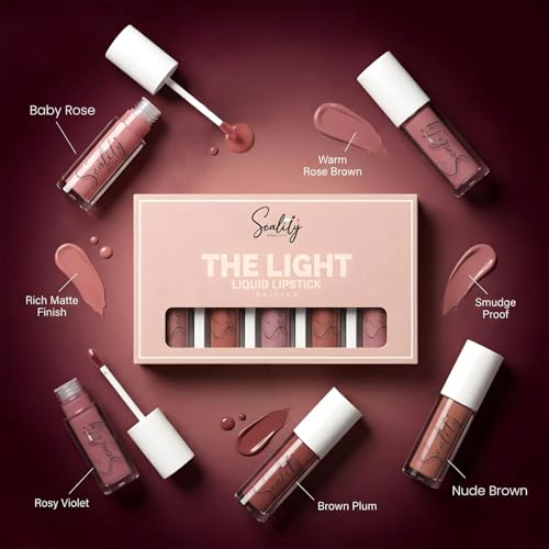 Image of Scality Liquid Lipstick - Warm Rose Brown | Highly Pigmented Matte Lipstick | One Swipe Application | Long Lasting, Transferproof & Smudge Proof | Smooth Comfortable Wear | Perfect for Daily & Occasion Makeup (5 ml)