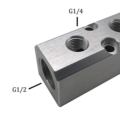 7 Way Pneumatic Manifold Air Distribution Block, G1/2 Supply Port, G1/4-Inch Output Port, Aluminum Alloy #TOP2