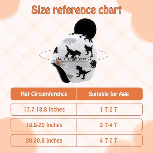 Duoyeree Kids Beanie Hat For Boys Girls Pom-Pom Kint Hats Cozy Lining Winter Skull Cap White Grey thumb #5