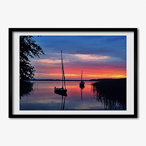 Peinture de voiliers au coucher du soleil Tulup 70x50 cm : optimisez votre décoration murale mdf