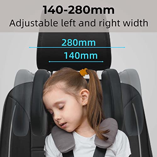 Car Headrest Pillow For Kids, Toddlers With Adjustable Support For Improved Head & Neck Posture, Sleep Positioning, Head Rest For Car Seat Built-In Phone Holder, Bag Hanger, Universal Auto Attachment #TOP3