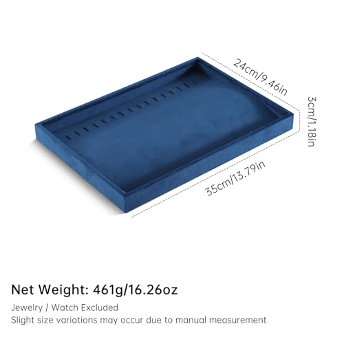 Dansmiy Velvet Jewelry Display Tray For Bracelet Pendant Necklace, Multi-Slot Stackable Storage Tray For Long Chain Jewelries, Drawer Insert Jewelry Organizer (Blue) by Dansmiy - Used condition - Image 2