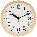 Formia(フォルミア) 置きかけ兼用時計 電波 直径18cm ナチュラル シンプルデザイン カフェ風 夜間秒針停止 掛け時計 ウォールクロック HIC-007RC-N