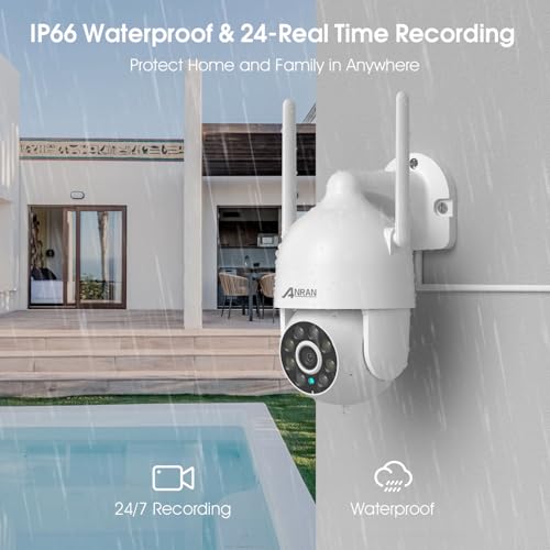 ANRAN 2K WiFi Security Camera Outdoor: 2.4/5GHz Dual-Band, Auto-Tracking, 2-Way Audio, Color Night Vision, 24/7 Recording, 3MP Pan-Tilt 360° View Camera for Home/House - Thumbnail 6