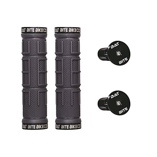 Bat Bite Bike Co. Mountain Bike Handlebar Grips With Alloy Bar End, Double Lock-On Mtb Grips, Anti-Slip Bicycle Handle Grips, Comfortable Locking Grip For Bmx, Beach Cruiser, E-Bike, Scooter #TOP5