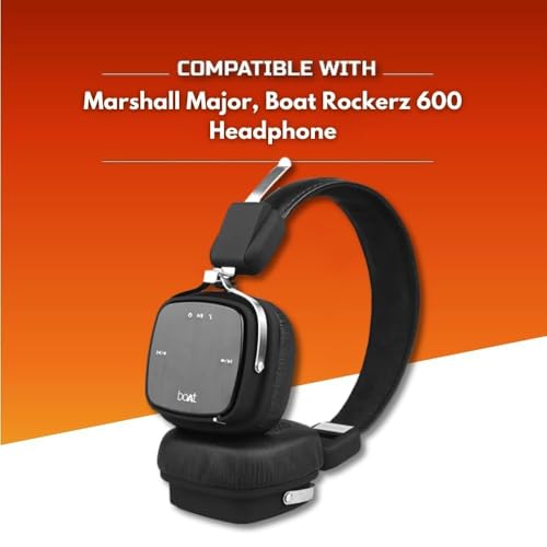 Image of Crysendo Headphone Cushion Compatible with Boat Rockerz 600 Headphone | Soft Ear Pads Replacement Cushion Cover | PU Leather & Foam Earpads (Black)