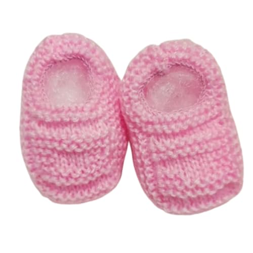 Sapatinho de Bebê de Tricô Rosa - 0 a 3 meses
