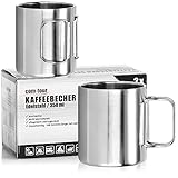 PFLEGELEICHT & HYGIENISCH: Die stabilen Edelstahl-Kaffeebecher sind doppelwandig und aus edlem Material gefertigt. Die Thermobecher sind spülmaschinenfest und lassen sich auch per Hand schnell und einfach ausspülen und reinigen!