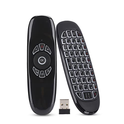 3-IN-1: Basso consumo energetico, connessione wireless 2.4G, forte capacità anti-interferenza. Funzione di controllo remoto, funzione di mouse wireless e funzione di input da tastiera in un'unica soluzione. Funzionamento a distanza ultra-lunga di 10 m.