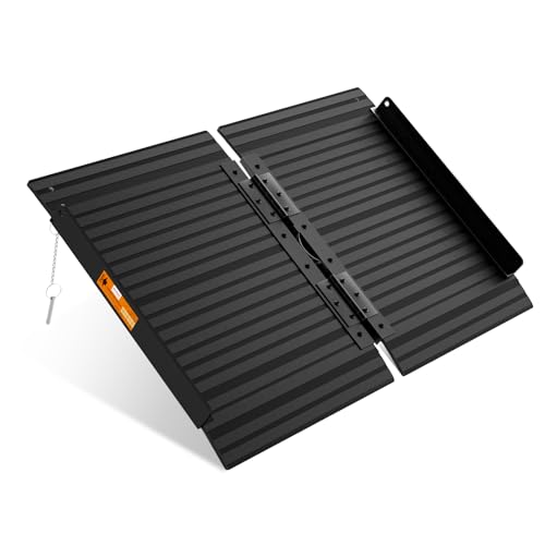 gardhom Rampa de Silla de Ruedas Plegable para escaleras 61 * 72 cm, Capacidad de Carga 362 kg rampa de Silla de Ruedas Antideslizante