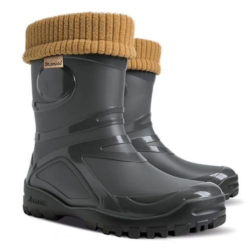 3Kamido GoTherm Gummistiefel mit einem Innenschuh aus natürlicher Wolle, sehr komfortabel und sehr warm, aus PVC, mit rutschfester Sohle, wasserdicht und für Jugendliche und Erwachsene geeignet