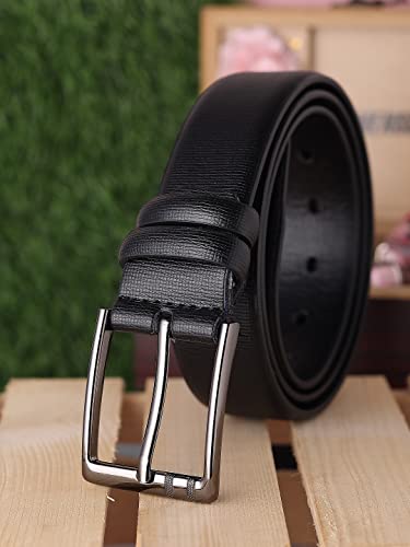 ZEVORA Dual color finest grain heavy buckle Men Belt leather formal(Black color)-2a3