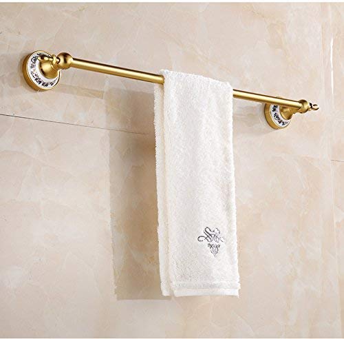 Porte-serviettes en mosaïque bleue et alu doré 50cm, support mural pour drap de bain et toilette