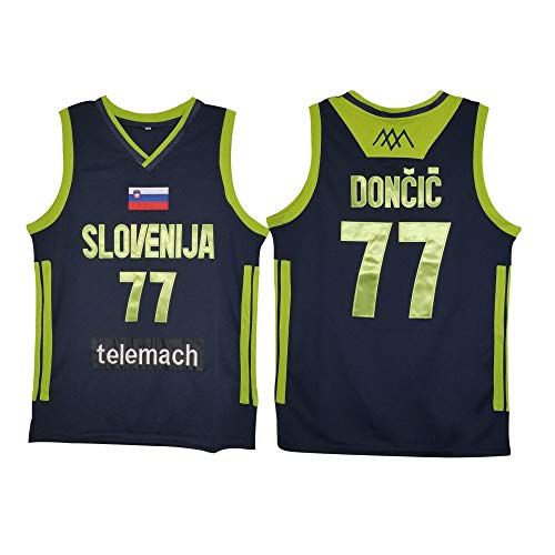 Luka Doncic Stitch Euro Basketball Jersey League Patch Neon XS-3XL (Small)