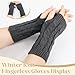 Justay Women Winter Warm Knit Fingerless Gloves Hand Crochet Thumbhole Arm Warmers Mittens