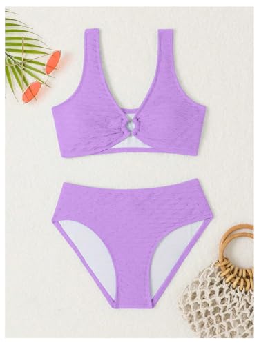Image of SOLY HUX Girl's V Neck Ring Linked Bikini Sets Bathing Suits Two Piece Swimsuit