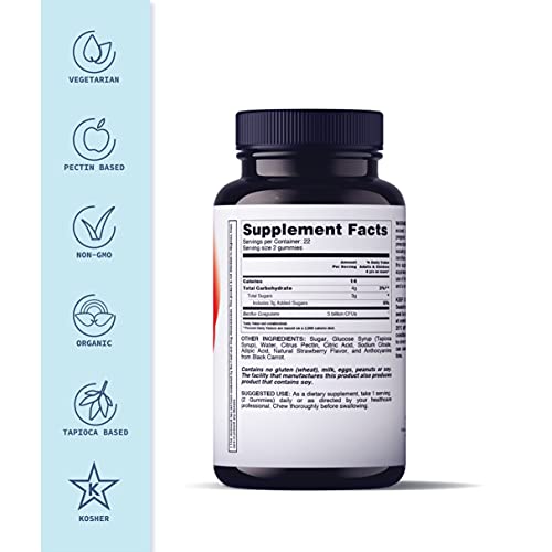 Livs Probiotic (5 Billion Cfus) Gummy Vitamin - Daily Probiotic Gummies, All-Natural, Gluten-Free, Non-Gmo, Digestive Gummies Probiotic - Strawberry Flavored, 44 Count #TOP3